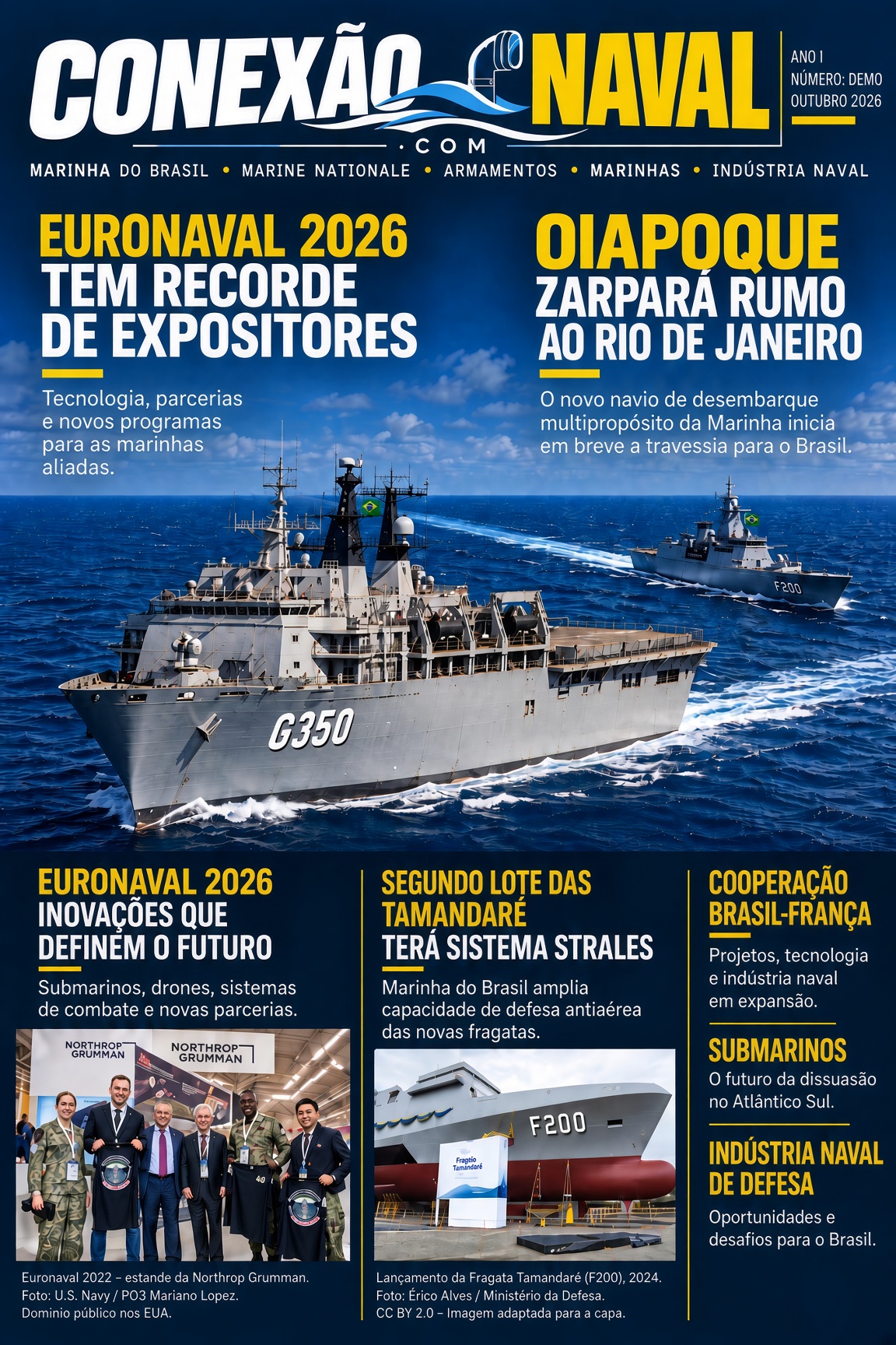 Capa da edição de lançamento da revista Conexão Naval